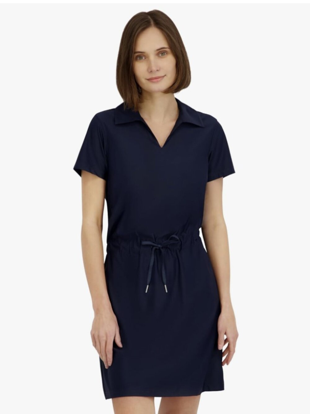NWT Navy Blue Spyder short sleeve dress L SPF 30 zip pockets collar stretch
